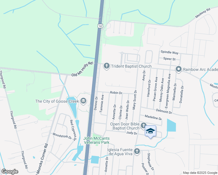 map of restaurants, bars, coffee shops, grocery stores, and more near 135 Saint Charles Way in Goose Creek