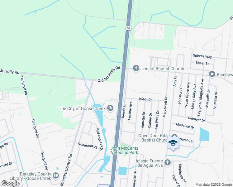 map of restaurants, bars, coffee shops, grocery stores, and more near 521 North Goose Creek Boulevard in Goose Creek
