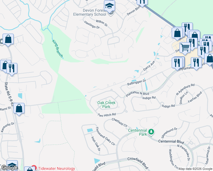 map of restaurants, bars, coffee shops, grocery stores, and more near 198 Darcy Avenue in Goose Creek