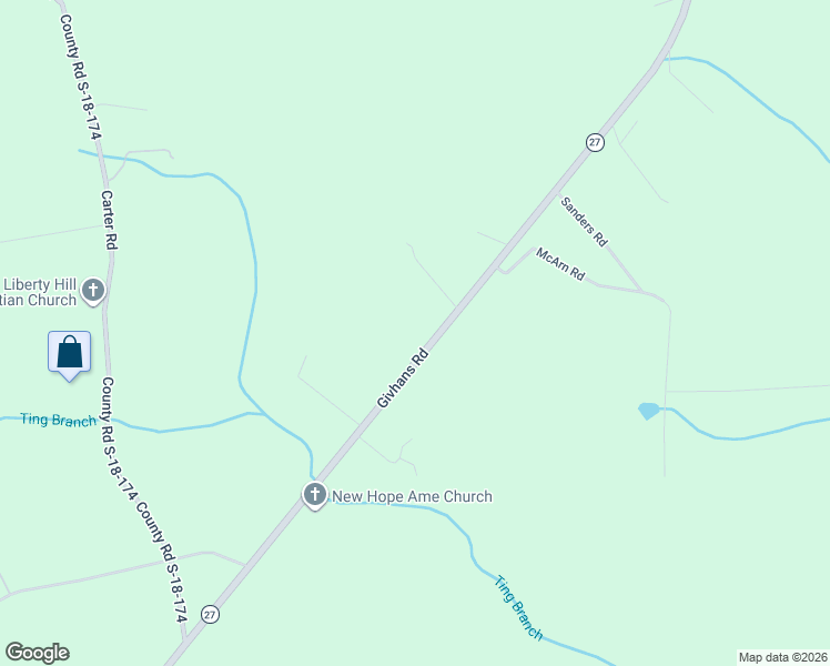 map of restaurants, bars, coffee shops, grocery stores, and more near 1337 Givhans Road in Ridgeville