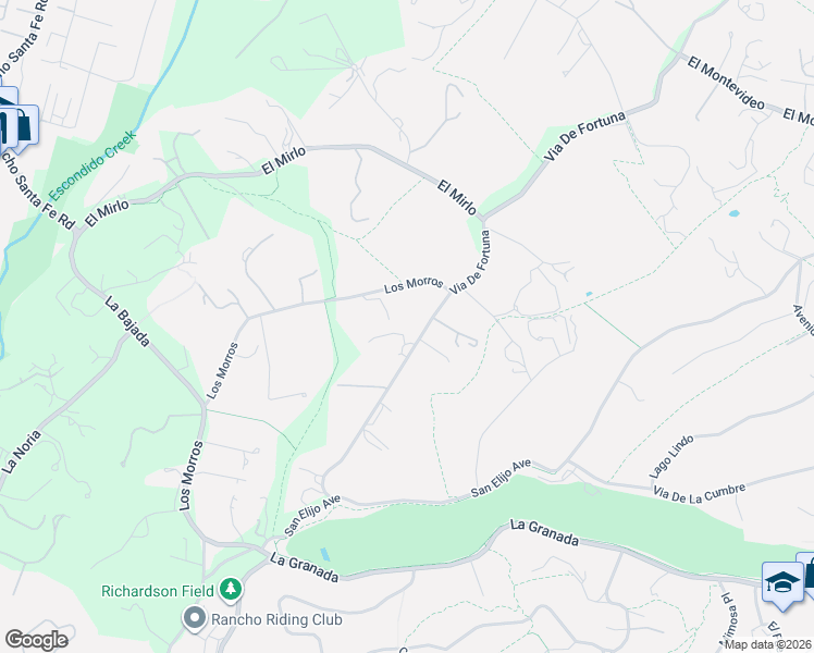 map of restaurants, bars, coffee shops, grocery stores, and more near 17550 Via De Fortuna in Rancho Santa Fe