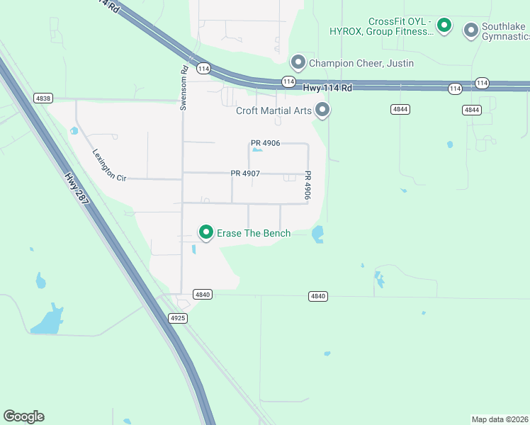 map of restaurants, bars, coffee shops, grocery stores, and more near 173 Private Road 4909 in Haslet
