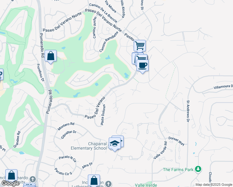 map of restaurants, bars, coffee shops, grocery stores, and more near 17485 Plaza Otonal in San Diego