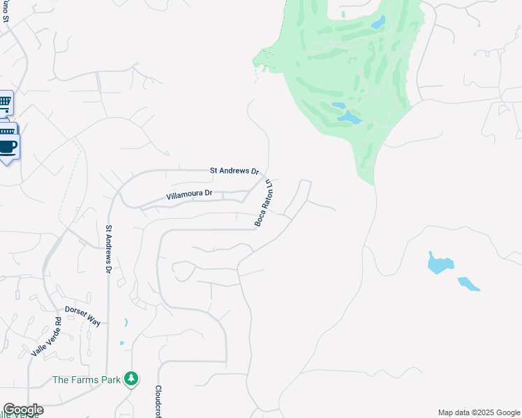 map of restaurants, bars, coffee shops, grocery stores, and more near 17582 Boca Raton Lane in Poway