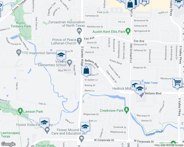 map of restaurants, bars, coffee shops, grocery stores, and more near 1457 Altstatten Lane in Lewisville