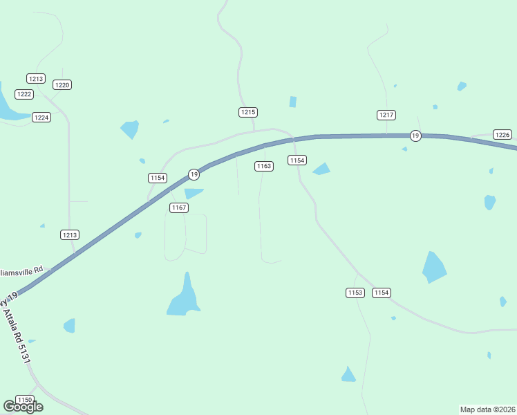 map of restaurants, bars, coffee shops, grocery stores, and more near County Road 1163 in Attala County