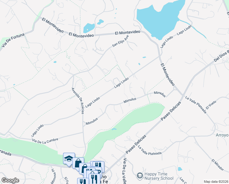 map of restaurants, bars, coffee shops, grocery stores, and more near 6141 Lago Lindo in Rancho Santa Fe