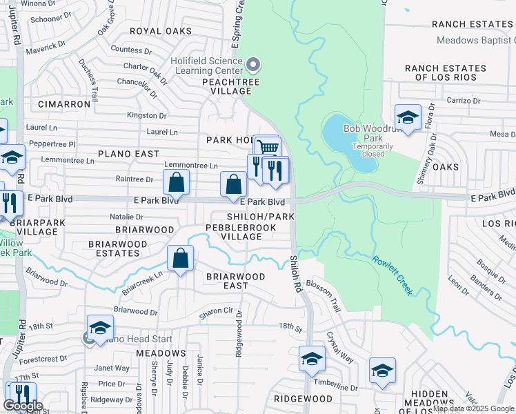 map of restaurants, bars, coffee shops, grocery stores, and more near in Plano