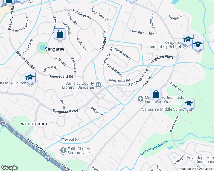 map of restaurants, bars, coffee shops, grocery stores, and more near 108 Morning Glory Court in Summerville