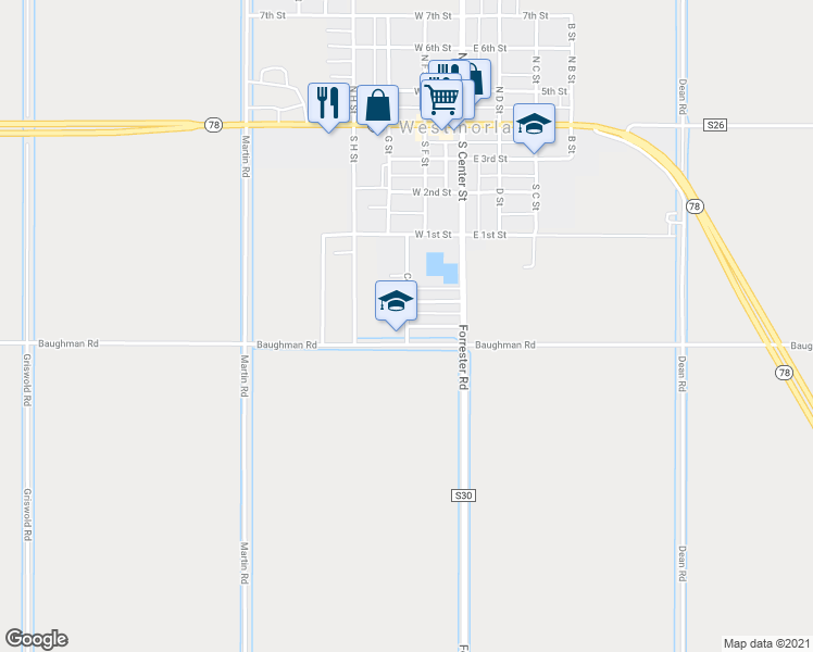 map of restaurants, bars, coffee shops, grocery stores, and more near 523 Cook Street in Westmorland