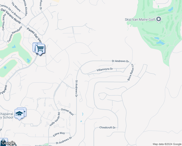 map of restaurants, bars, coffee shops, grocery stores, and more near 17717 Valle De Lobo Drive in Poway