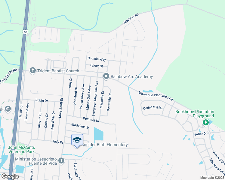 map of restaurants, bars, coffee shops, grocery stores, and more near 212 Donatella Drive in Goose Creek