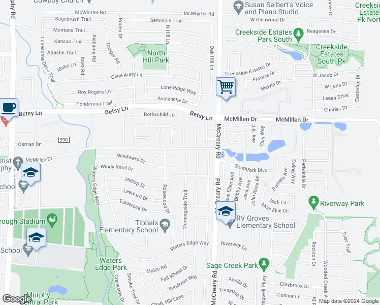 map of restaurants, bars, coffee shops, grocery stores, and more near 930 Morningside Trail in Murphy