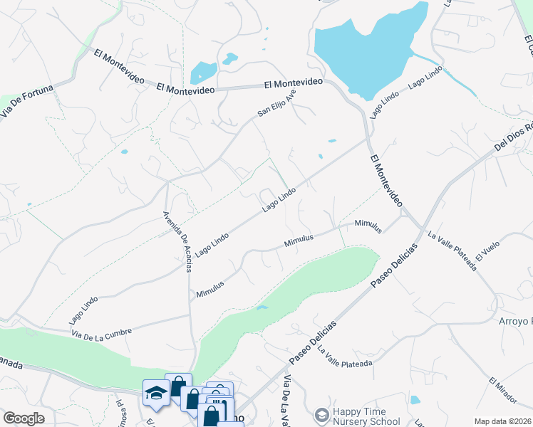 map of restaurants, bars, coffee shops, grocery stores, and more near 6150 Lago Lindo in Rancho Santa Fe
