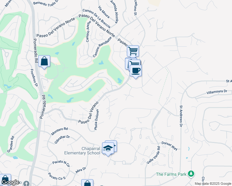 map of restaurants, bars, coffee shops, grocery stores, and more near 13004 Paseo Del Verano in San Diego