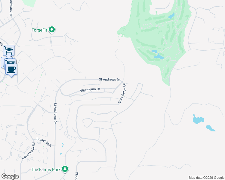 map of restaurants, bars, coffee shops, grocery stores, and more near 17904 Villamoura Drive in Poway