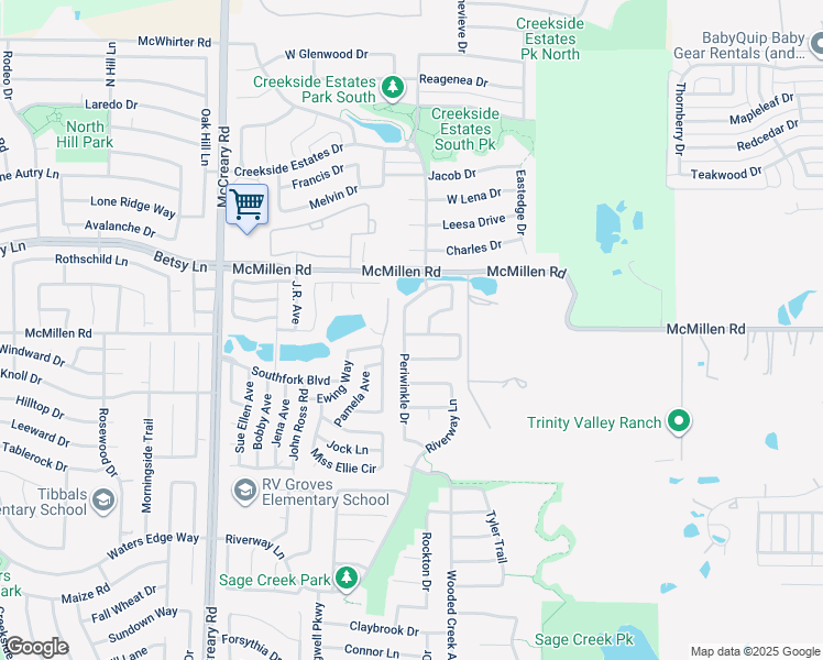 map of restaurants, bars, coffee shops, grocery stores, and more near 1323 Periwinkle Drive in Wylie