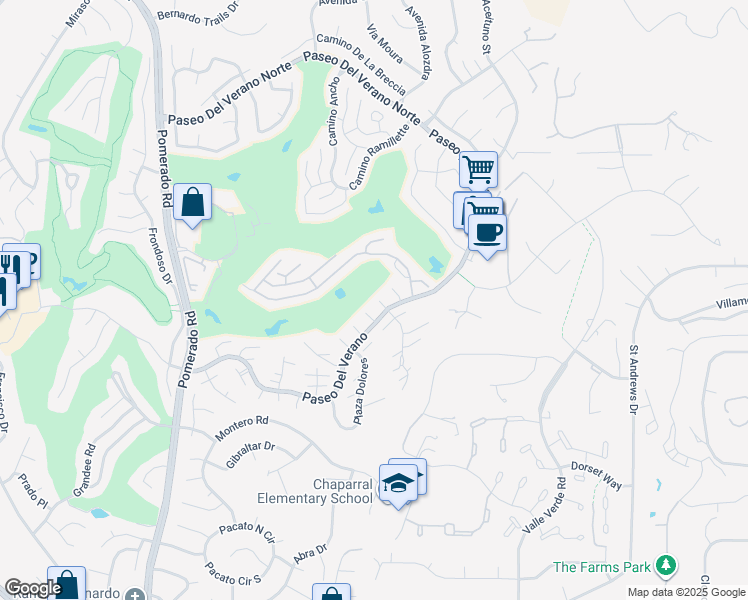 map of restaurants, bars, coffee shops, grocery stores, and more near 17544 Plaza Otonal in San Diego