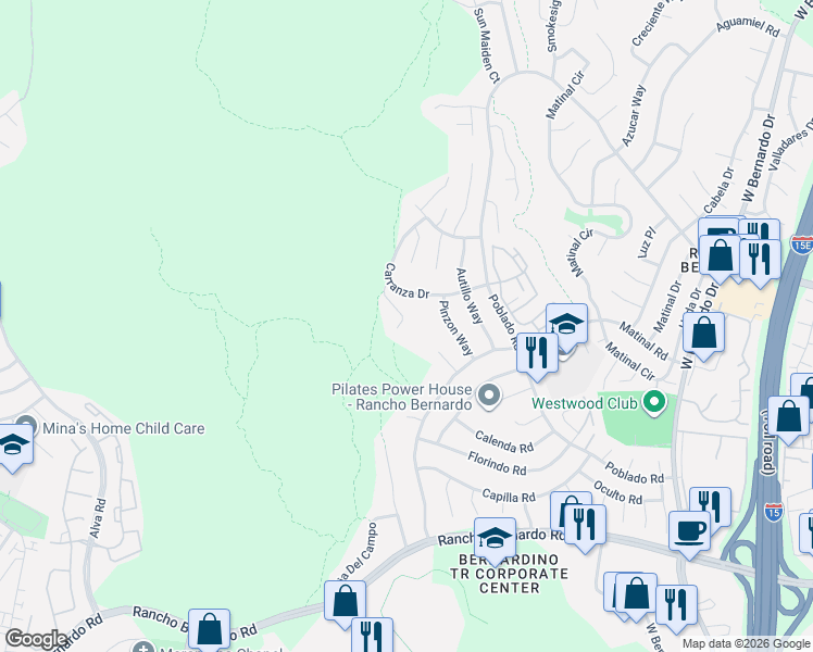map of restaurants, bars, coffee shops, grocery stores, and more near 11064 Ipai Court in San Diego