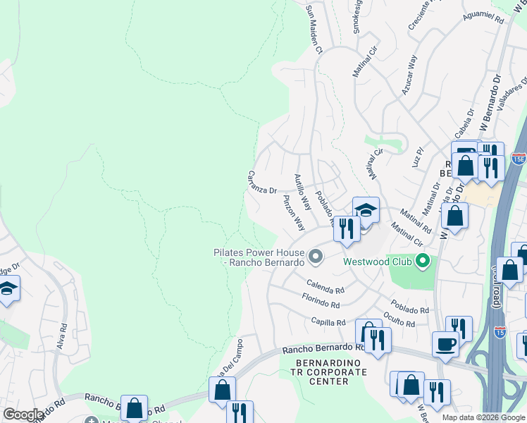 map of restaurants, bars, coffee shops, grocery stores, and more near 11064 Ipai Court in San Diego