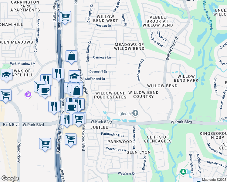 map of restaurants, bars, coffee shops, grocery stores, and more near 5913 Newgate Lane in Plano