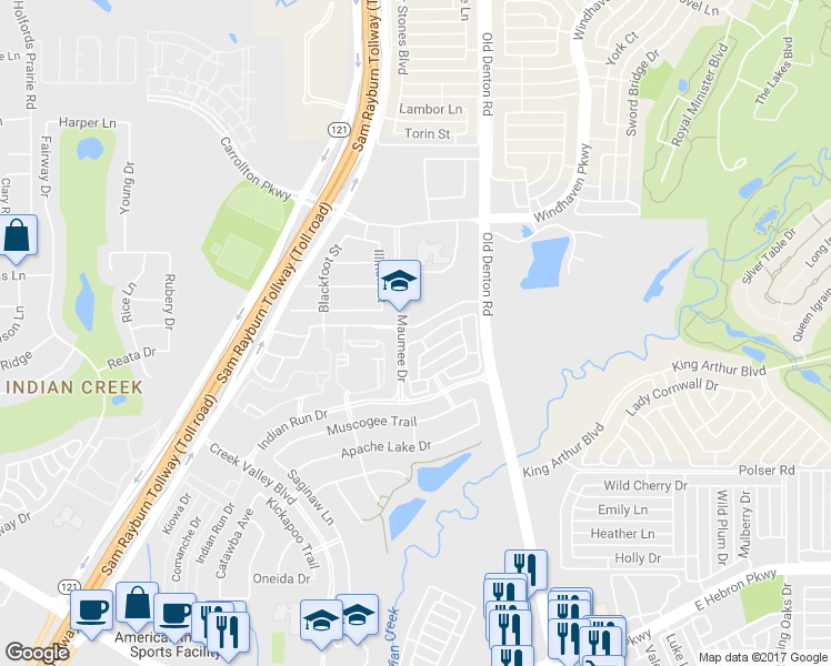 map of restaurants, bars, coffee shops, grocery stores, and more near 1057 Chickasaw Drive in Carrollton