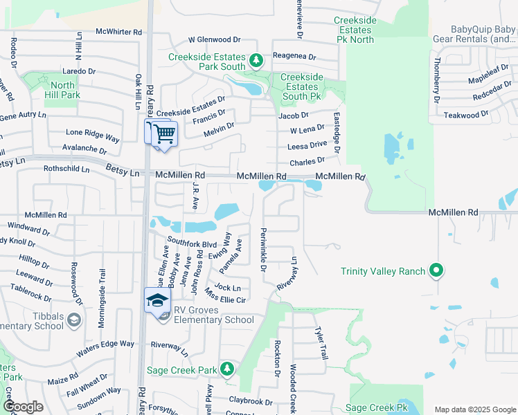 map of restaurants, bars, coffee shops, grocery stores, and more near 1323 Periwinkle Dr in Wylie