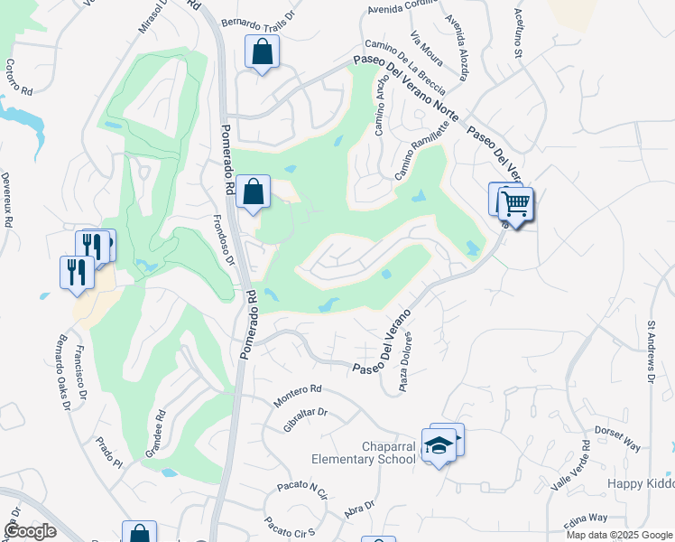 map of restaurants, bars, coffee shops, grocery stores, and more near 12953 Caminito Dosamantes in San Diego