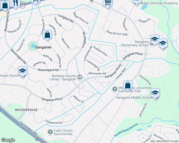 map of restaurants, bars, coffee shops, grocery stores, and more near 153 Manchester Road in Summerville