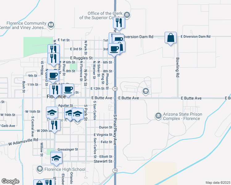 map of restaurants, bars, coffee shops, grocery stores, and more near in Florence