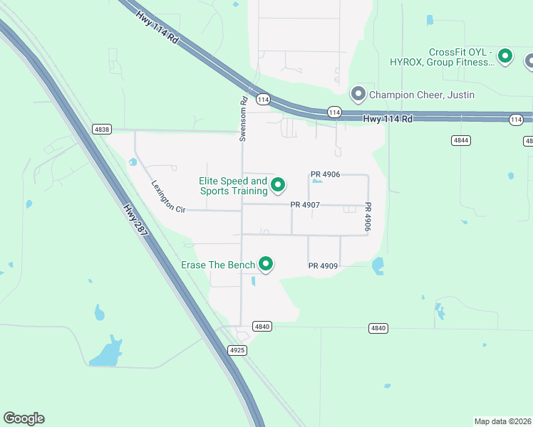map of restaurants, bars, coffee shops, grocery stores, and more near 159 Private Road 4906 in Haslet