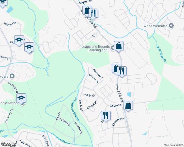 map of restaurants, bars, coffee shops, grocery stores, and more near 411B Erskine Street in Ladson