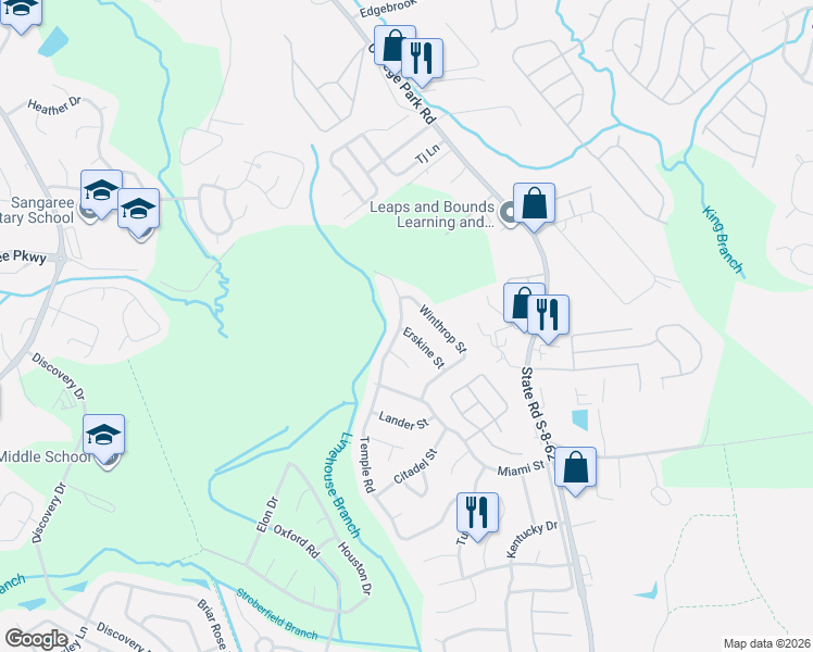 map of restaurants, bars, coffee shops, grocery stores, and more near 411B Erskine Street in Ladson