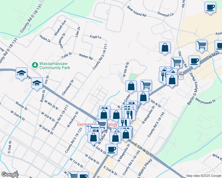 map of restaurants, bars, coffee shops, grocery stores, and more near 210 Sweetspire Lane in Summerville