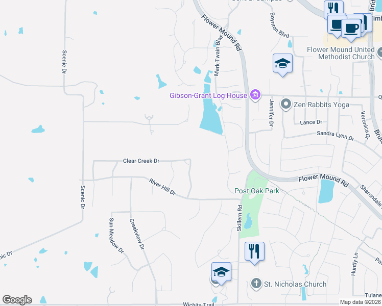map of restaurants, bars, coffee shops, grocery stores, and more near 3208 Beaver Creek Drive in Flower Mound