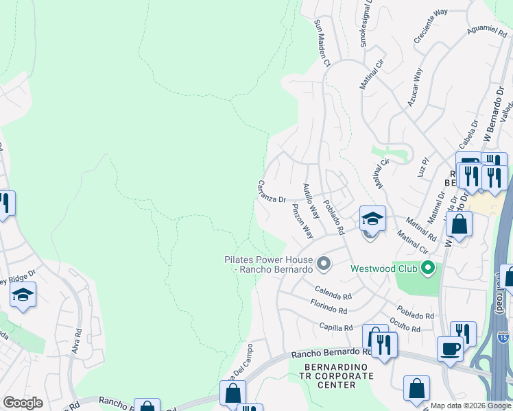 map of restaurants, bars, coffee shops, grocery stores, and more near 11081 Ipai Court in San Diego