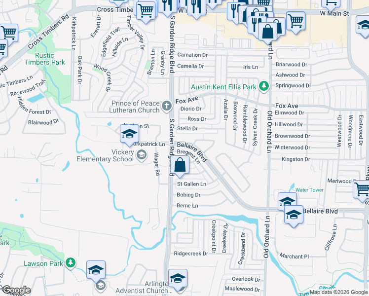 map of restaurants, bars, coffee shops, grocery stores, and more near 1469 Apenzell Lane in Lewisville