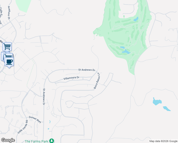 map of restaurants, bars, coffee shops, grocery stores, and more near 17945 Saint Andrews Drive in Poway