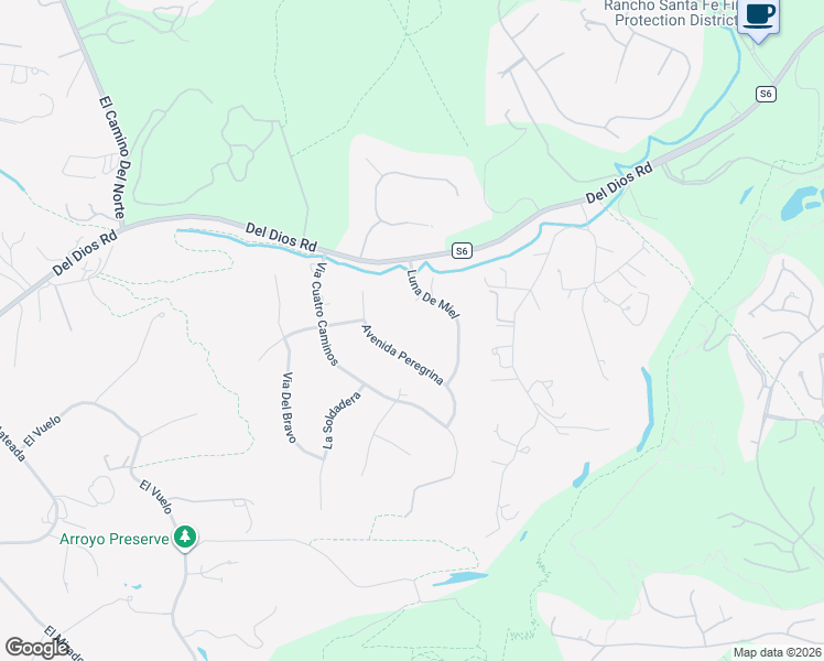 map of restaurants, bars, coffee shops, grocery stores, and more near 7401 Luna De Oro in Rancho Santa Fe