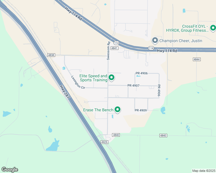 map of restaurants, bars, coffee shops, grocery stores, and more near Swensom Road in Haslet
