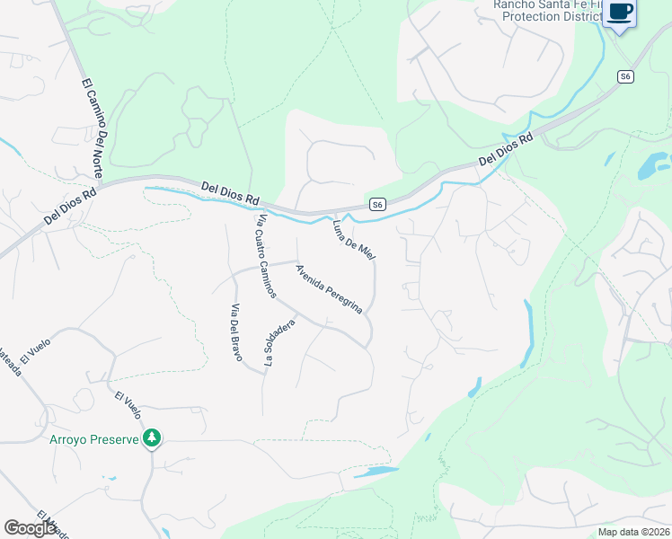 map of restaurants, bars, coffee shops, grocery stores, and more near 7401 Luna De Oro in Rancho Santa Fe