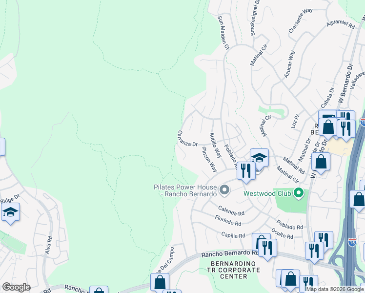 map of restaurants, bars, coffee shops, grocery stores, and more near 11016 Ipai Court in San Diego