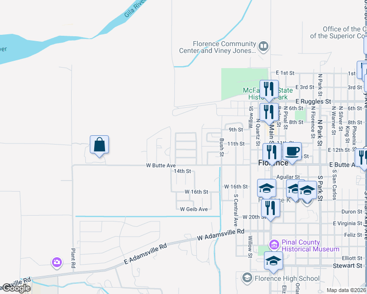 map of restaurants, bars, coffee shops, grocery stores, and more near 618 West 12th Street in Florence