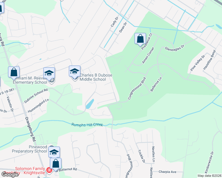 map of restaurants, bars, coffee shops, grocery stores, and more near 307 Kilarney Drive in Summerville