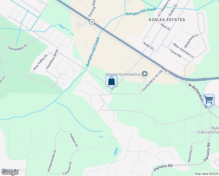map of restaurants, bars, coffee shops, grocery stores, and more near 105 Renau Boulevard in Summerville