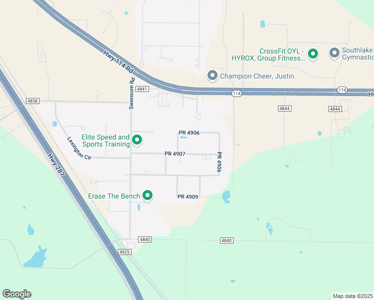 map of restaurants, bars, coffee shops, grocery stores, and more near 205 Private Road 4907 in Haslet