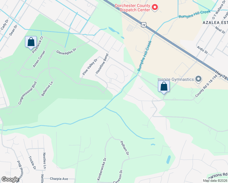 map of restaurants, bars, coffee shops, grocery stores, and more near 108 Doral Blue Drive in Summerville