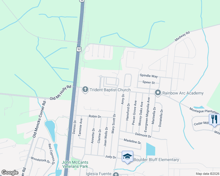 map of restaurants, bars, coffee shops, grocery stores, and more near 433 Viceroy Lane in Goose Creek