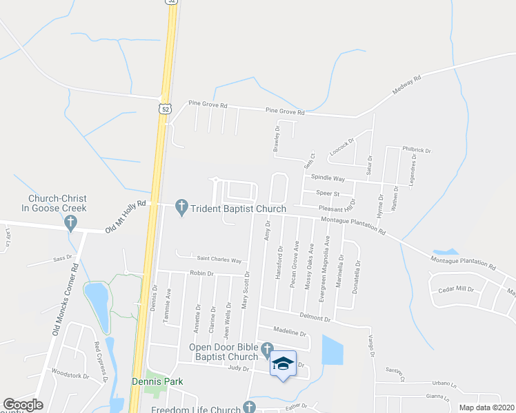 map of restaurants, bars, coffee shops, grocery stores, and more near 280 Swallowtail Lane in Goose Creek