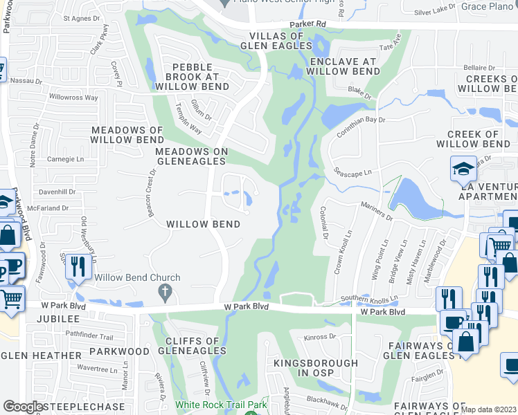 map of restaurants, bars, coffee shops, grocery stores, and more near 5500 Cavendish Court in Plano